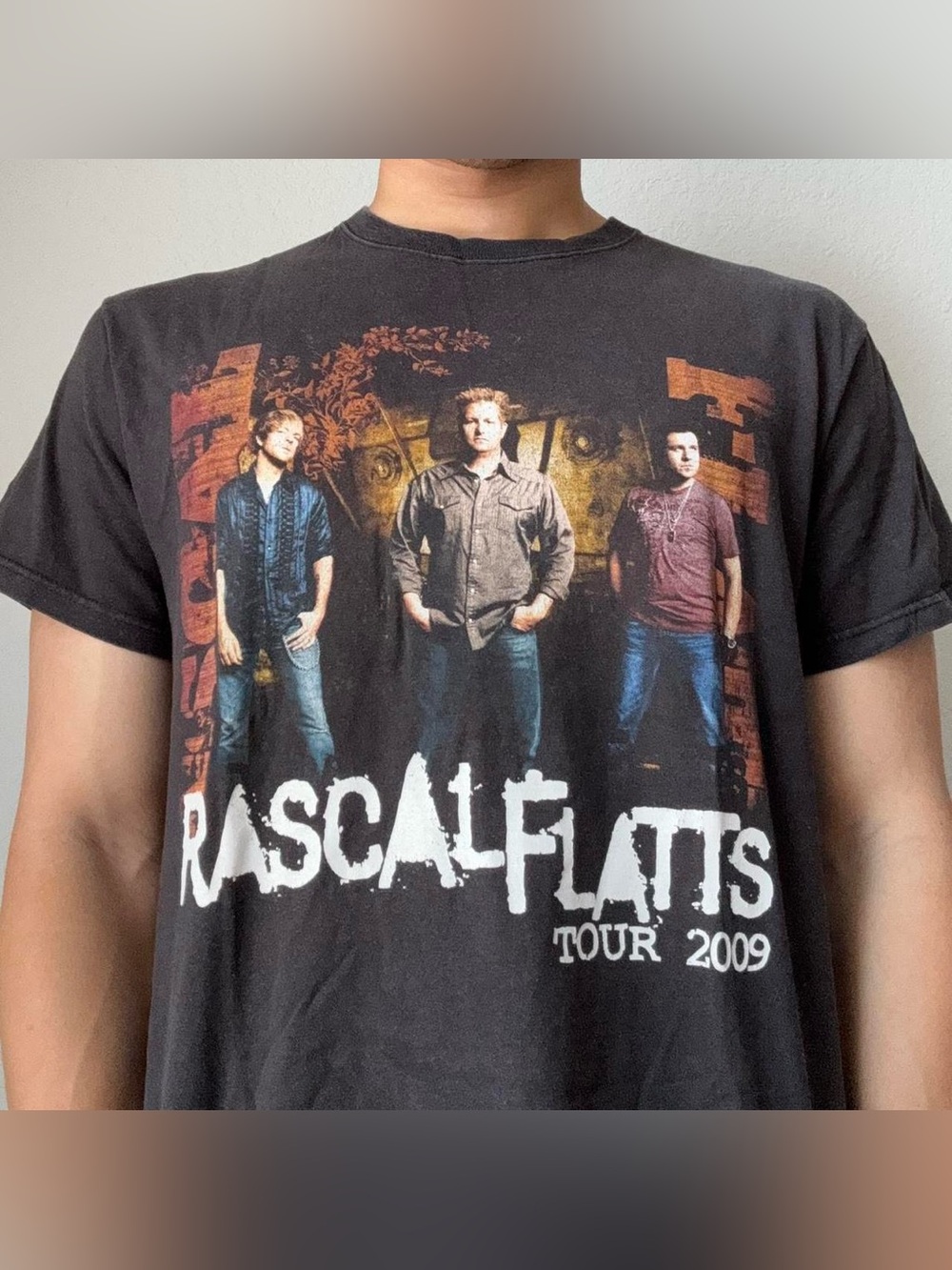 Vintage 2009 Rascal Flatts Tour Band Logo Graphics Black Tee Shirt